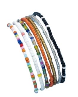 Set 7 bratari pentru glezna din margele, Multicolor Set 7 bratari pentru glezna din margele, Multicolor