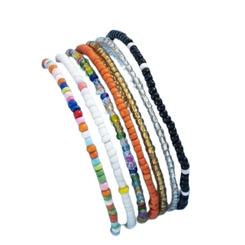 Set 7 bratari pentru glezna din margele, Multicolor