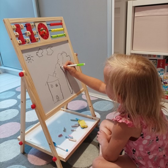 Tabla multifunctionala educativa cu doua fete pentru copii