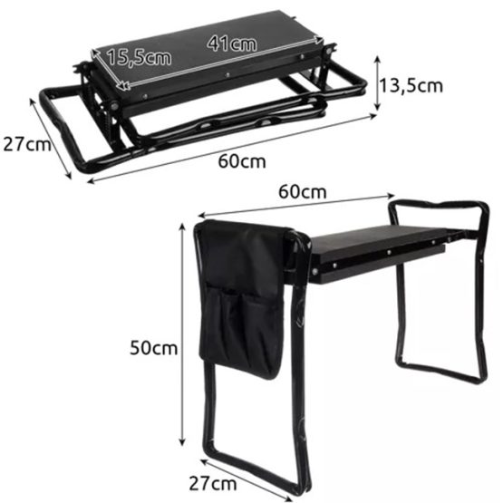 Scaun de gradinarit 3 in 1, dimensiuni 41 x 15,5 cm, Negru