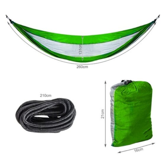 Hamac de exterior pentru camping, 260 x 131 cm, Verde Hamac de exterior pentru camping, 260 x 131 cm, Verde