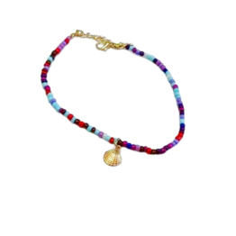 Bratara pentru glezna pandativ scoica, Gold / Multicolor Bratara pentru glezna pandativ scoica, Gold / Multicolor
