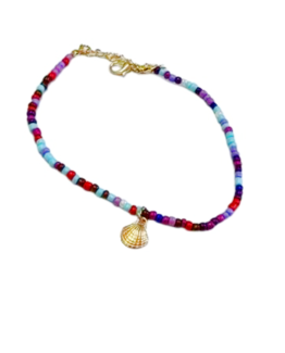 Bratara pentru glezna pandativ scoica, Gold / Multicolor Bratara pentru glezna pandativ scoica, Gold / Multicolor