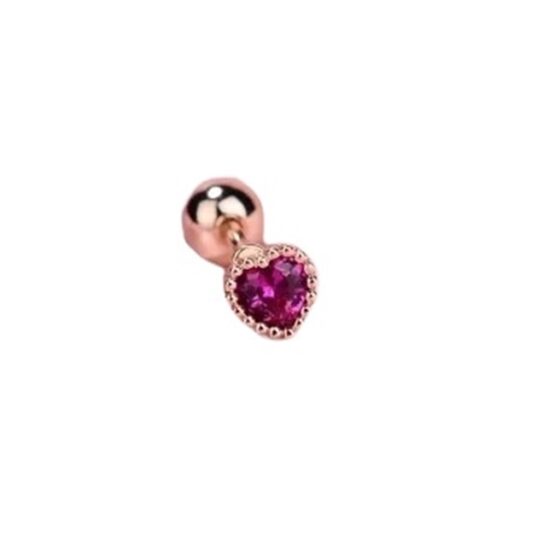 Cercel stud tip piercing, 1 bucata, model inima, Purple Rose Gold