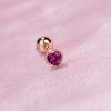 Cercel stud tip piercing, 1 bucata, model inima, Purple / Rose Gold