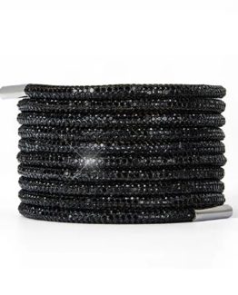 Set 2 sireturi cu cristale, snur cu strasuri 100 cm, Negru