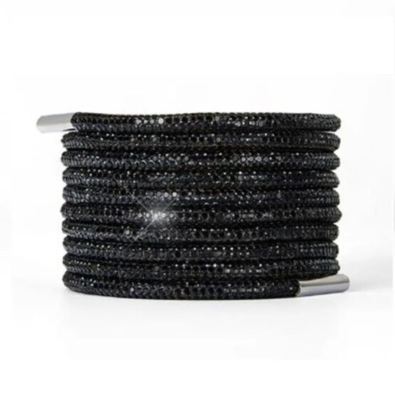 Set 2 sireturi cu cristale, snur cu strasuri 100 cm, Negru Set 2 sireturi cu cristale, snur cu strasuri 100 cm, Negru
