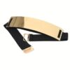 Curea lata pentru talie tip brau cu placuta metalica frontala, Gold