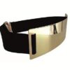 Curea lata pentru talie tip brau cu placuta metalica frontala, Gold