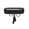 Curea lata pentru talie tip brau cu ciucurasi si fundita, dimensiune 70-85 cm, Negru - CLASStitude