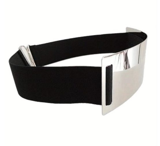 Curea lata pentru talie tip brau cu placuta metalica frontala, Silver Curea lata pentru talie tip brau cu placuta metalica frontala, Silver