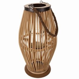 Felinar lumanari, material din bambus, franghie de canepa, lemn, fier, Bej - KESNUP Felinar lumanari, material din bambus, franghie de canepa, lemn, fier, Bej - KESNUP