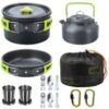 Set accesorii camping pentru gatit, otel inoxidabil, rezistent, Negru - KESNUP