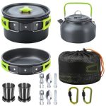 Set accesorii camping pentru gatit, otel inoxidabil, rezistent, Negru - KESNUP