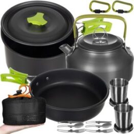 Set accesorii camping pentru gatit, otel inoxidabil, rezistent, Negru - KESNUP