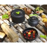 Set accesorii camping pentru gatit, otel inoxidabil, rezistent, Negru - KESNUP