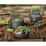 Set accesorii camping pentru gatit, otel inoxidabil, rezistent, Negru - KESNUP