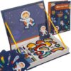 Puzzle spatiu cosmic, 50 de magneti diferiti, Maro / Albastru - KESNUP