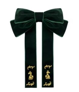 Funda pentru camasa, inchidere tip brosa, din catifea, aplicatii aurii, Golden / Verde - KESNUP