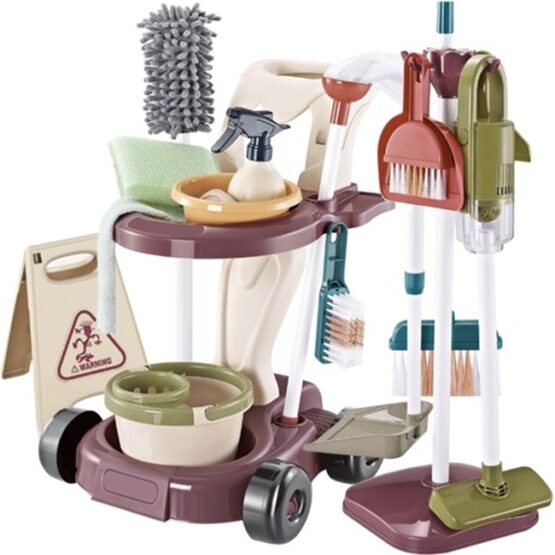 Set de joaca curatenie pentru copii, 32 x 30 x 45,5 cm, Crem - KESNUP Set de joaca curatenie pentru copii, 32 x 30 x 45,5 cm, Crem - KESNUP