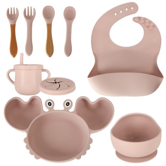 Set de 8 piese hranire bebe, Roz - KESNUP Set de 8 piese hranire bebe, Roz - KESNUP