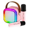 Set karaoke fetite cu boxa si 2 microfoane LED, Pink - KESNUP Set karaoke fetite cu boxa si 2 microfoane LED, Pink - KESNUP