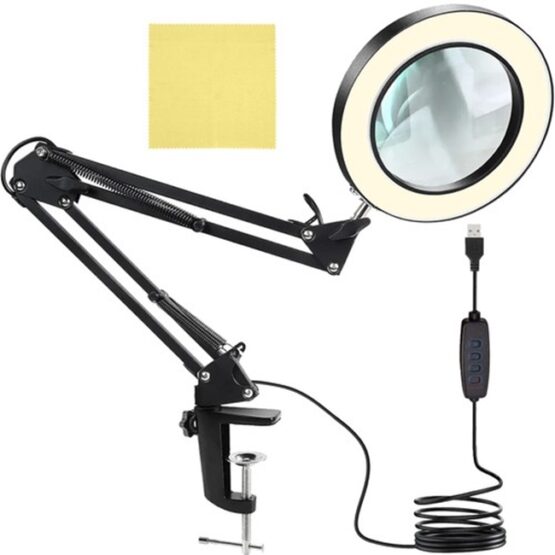 Lampa LED cu lupa marita, lentila de sticla, 65x15x5cm, Negru - KESNUP Lampa LED cu lupa marita, lentila de sticla, 65x15x5cm, Negru - KESNUP