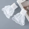 Set 2 mansete detasabile din voal cu perle, model elegant, Alb - KESNUP