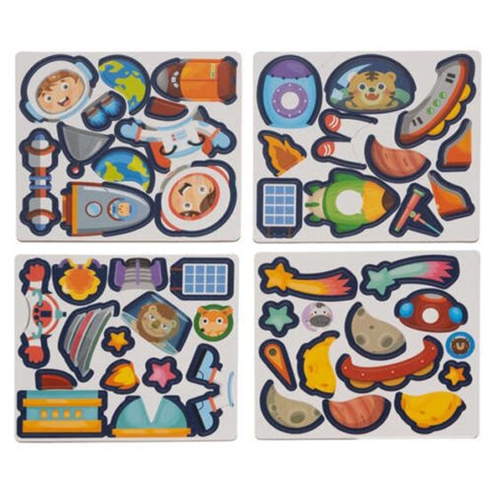 Puzzle spatiu cosmic, 50 de magneti diferiti, Maro / Albastru - KESNUP