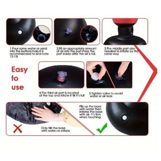 Sac box gonflabil, pentru copii si adulti, Negru / Rosu - KESNUP