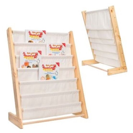 Biblioteca rafturi textile copii, lemn, bumbac, 79 cm, Bej - KESNUP Biblioteca rafturi textile copii, lemn, bumbac, 79 cm, Bej - KESNUP