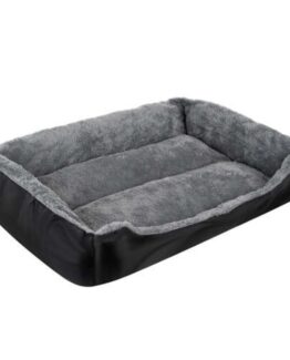 Culcus moale pentru catei sau pisici dreptunghiular, 60 x 45 cm, Gri inchis / Negru - KESNUP