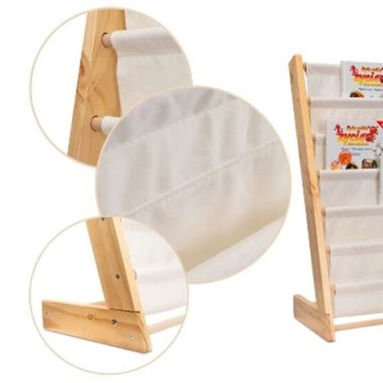 Biblioteca rafturi textile copii, lemn, bumbac, 79 cm, Bej - KESNUP Biblioteca rafturi textile copii, lemn, bumbac, 79 cm, Bej - KESNUP