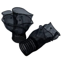 Set 2 mansete detasabile din voal cu perle, model elegant, Negru - KESNUP Set 2 mansete detasabile din voal cu perle, model elegant, Negru - KESNUP