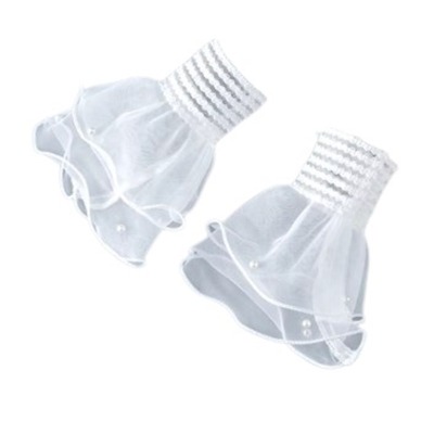 Set 2 mansete detasabile din voal cu perle, model elegant, Alb - KESNUP