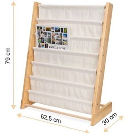 Biblioteca rafturi textile copii, lemn, bumbac, 79 cm, Bej - KESNUP Biblioteca rafturi textile copii, lemn, bumbac, 79 cm, Bej - KESNUP