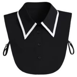 Guler fals de camasa, detasabil, model ascutit bicolor, Negru / Alb - KESNUP