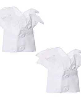 Set 2 mansete detasabile, cu incretituri, pliseuri si nasturi, Alb - KESNUP