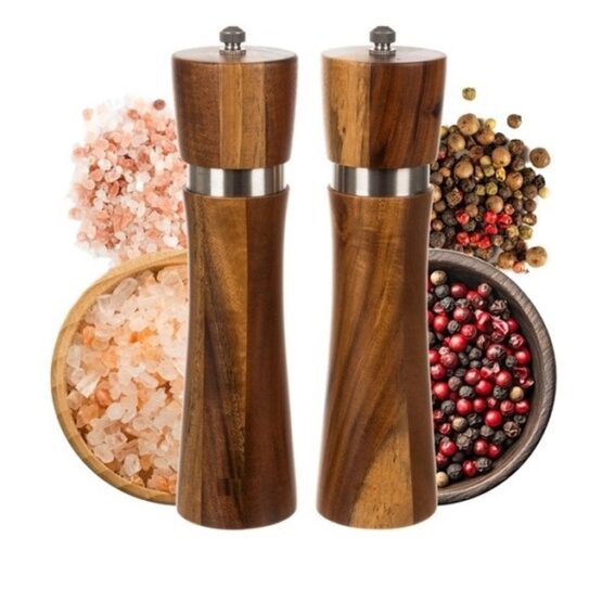 Set 2 rasnite manuale pentru sare si piper cu mecanism ceramic, Maro - KESNUP Set 2 rasnite manuale pentru sare si piper cu mecanism ceramic, Maro - KESNUP
