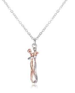 Lantisor cu pandantiv 2 indragostiti, figurine cuplu imbratisat, Rose / Argintiu - KESNUP