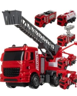 Set 6 camioane autoutilitare, model pompieri, 3+ ani, Rosu - KESNUP