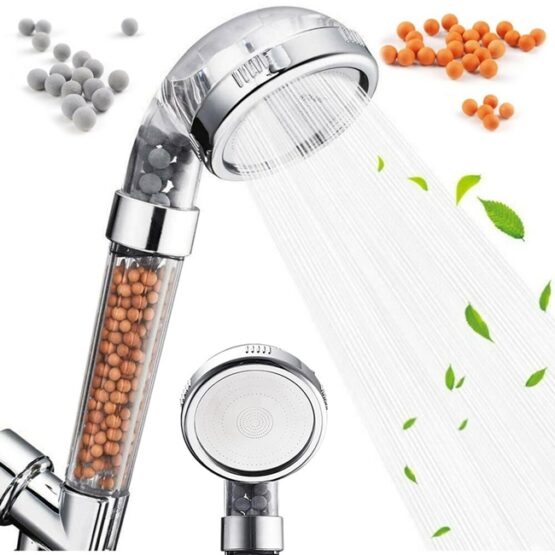 1 Para de dus cu filtru, 3 niveluri de filtrare a apei, anti-calcar, filet standard de 1/2", Silver - KESNUP
