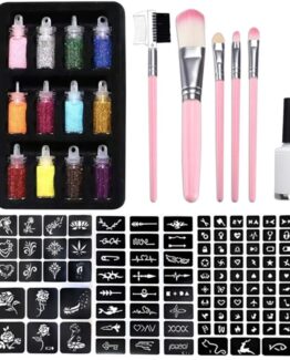 Kit tatuaje temporare cu glitter pentru copii, Multicolor / Roz - KESNUP