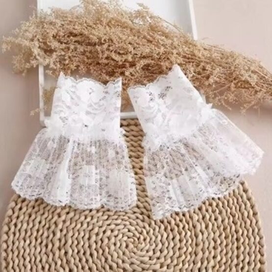 Set 2 mansete detasabile din dantela, marime universala, Alb - KESNUP