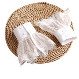 Set 2 mansete detasabile din dantela cu nasturasi, Alb - KESNUP Set 2 mansete detasabile din dantela cu nasturasi, Alb - KESNUP