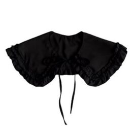 Guler detasabil, model clasic retro cu incretituri si prindere cu fundita, Negru - KESNUP Guler detasabil, model clasic retro cu incretituri si prindere cu fundita, Negru - KESNUP
