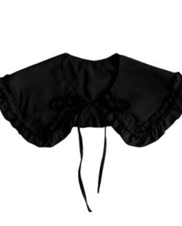 Guler detasabil, model clasic retro cu incretituri si prindere cu fundita, Negru - KESNUP