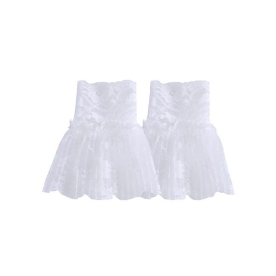 Set 2 mansete detasabile din dantela, marime universala, Alb - KESNUP