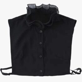 Guler fals tip camasa, detasabil, incretit pe gat tip tunica cu pliseuri, Negru - KESNUP