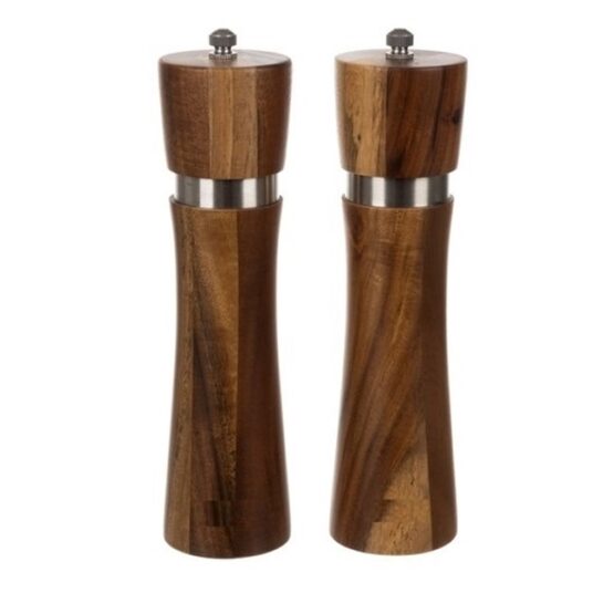 Set 2 rasnite manuale pentru sare si piper cu mecanism ceramic, Maro - KESNUP Set 2 rasnite manuale pentru sare si piper cu mecanism ceramic, Maro - KESNUP